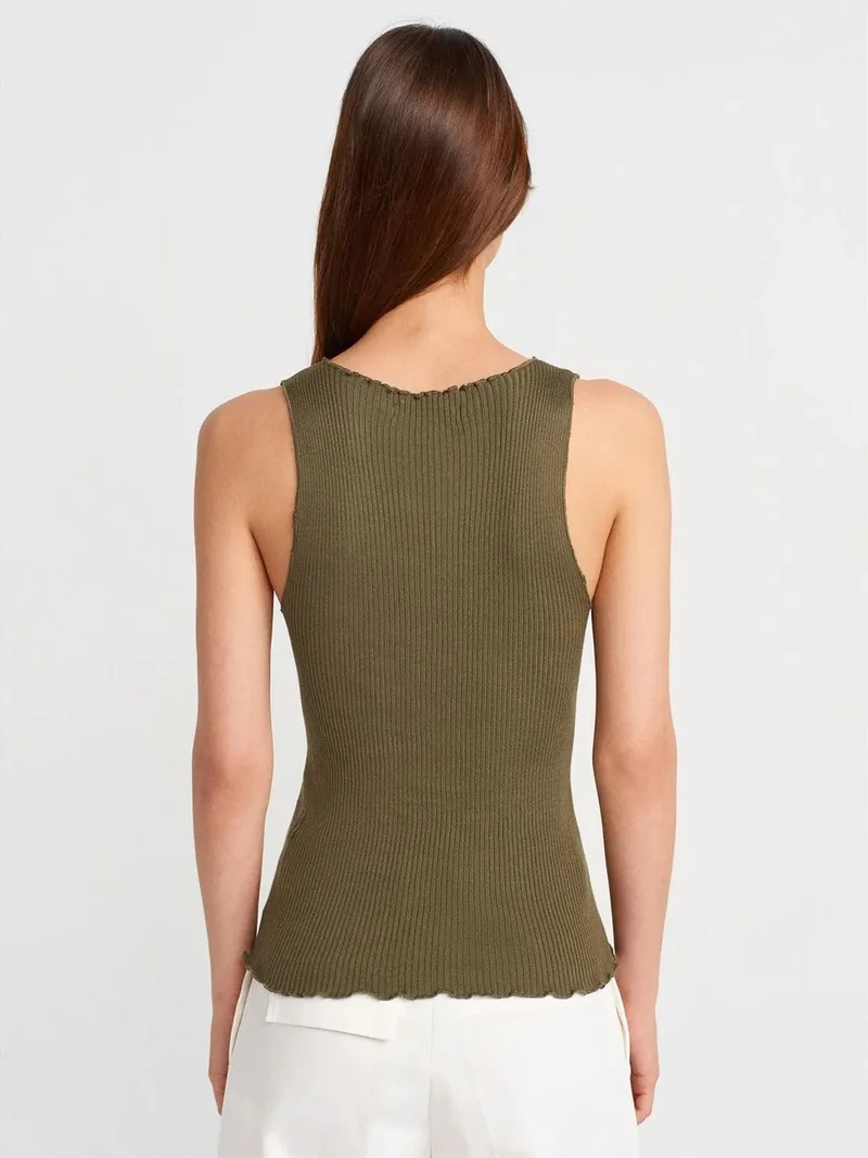 ديلفين Dilvin Sleeveless Ribbed Button Cardigan