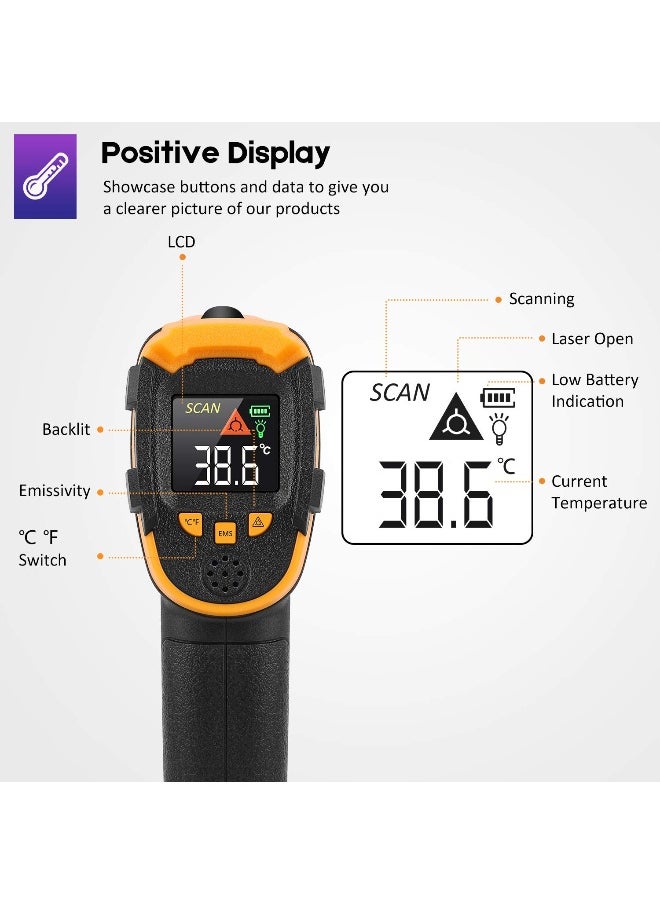 SOVARCATE - Infrared Thermometer Non-Contact Digital Laser Temperature Gun With Color Display - Image 1