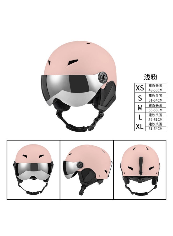 Light Pink lens Style New Ski Helmet Cover Adult Children Outdoor Sports Unisex Lens Goggles With Warm Skiing Safety