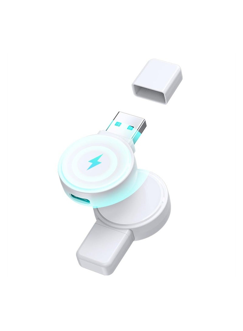 شاحن ساعة محمول لساعة Apple iwatch USB + Type C، شاحن ساعة للسفر سريع الشحن، شاحن Mangetic سريع خفيف الوزن لسلسلة Apple Ultra Series 8 7 SE 6 5 4 3 2 - Image 1