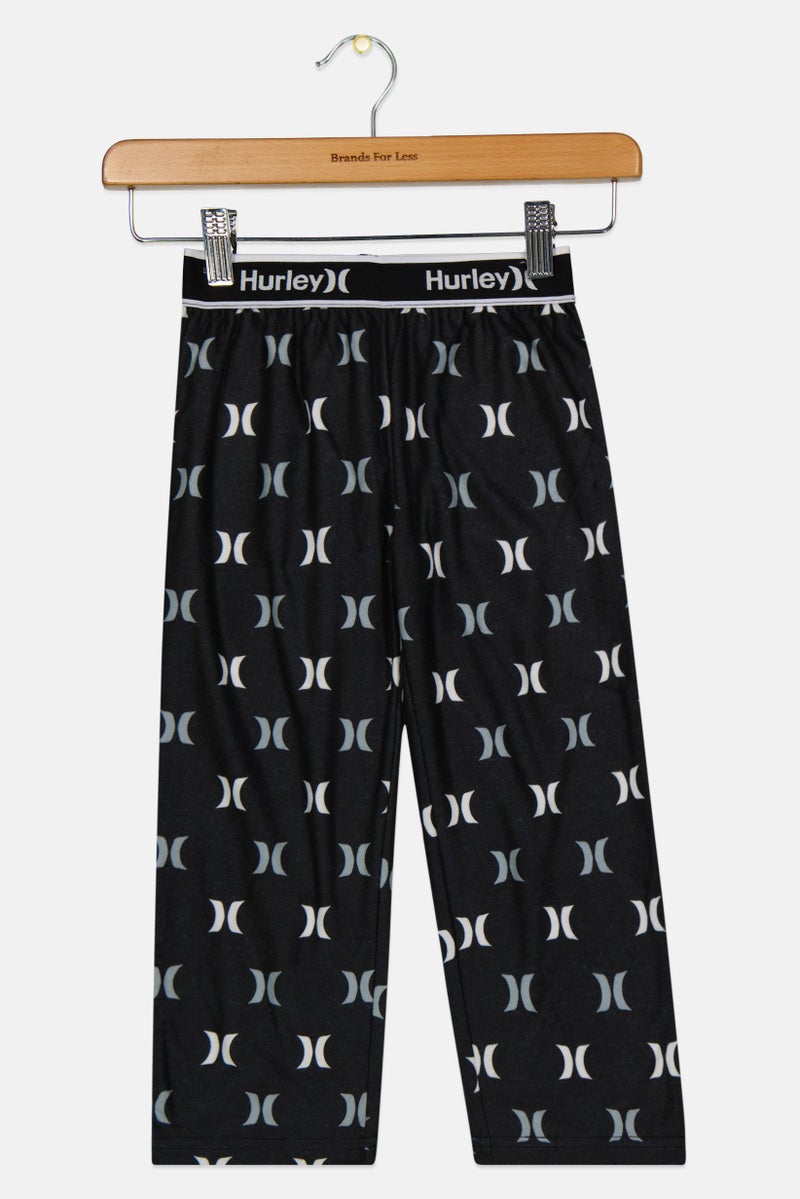 Hurley سروال سحب للأطفال الأولاد بطبعة شاملة، أسود - Image 1