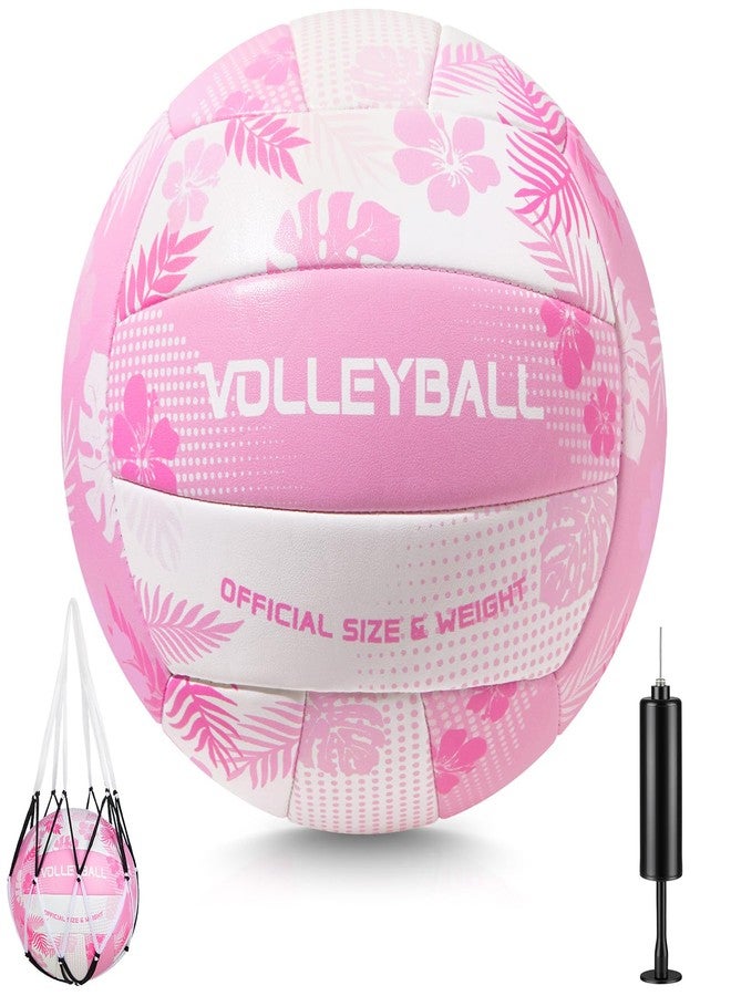 EllaSeek Soft Touch Volleyball Official Size 5, PU Leather Training Ball for Girls Beginners Kids Youth, Printed Indoor Outdoor Practice Volleyball with Pump & Mesh Bag for School Gym & Backyard - Image 1
