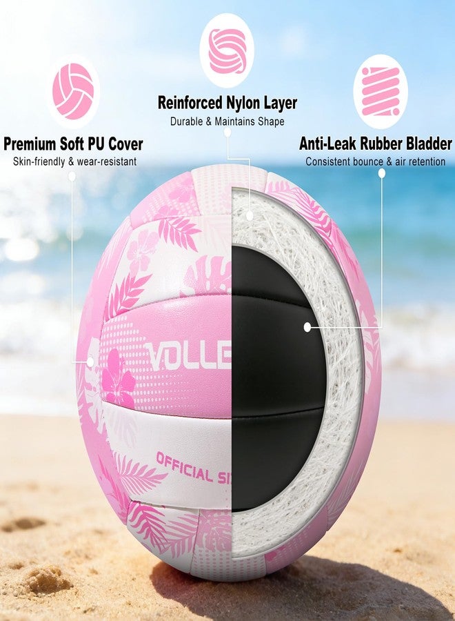 EllaSeek Soft Touch Volleyball Official Size 5, PU Leather Training Ball for Girls Beginners Kids Youth, Printed Indoor Outdoor Practice Volleyball with Pump & Mesh Bag for School Gym & Backyard - Image 4