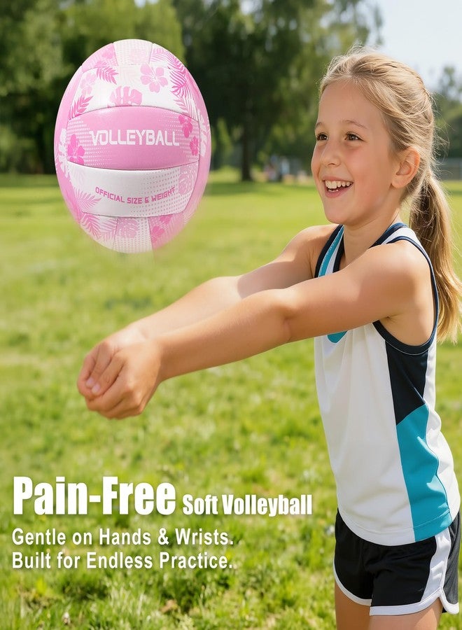 EllaSeek Soft Touch Volleyball Official Size 5, PU Leather Training Ball for Girls Beginners Kids Youth, Printed Indoor Outdoor Practice Volleyball with Pump & Mesh Bag for School Gym & Backyard - Image 3