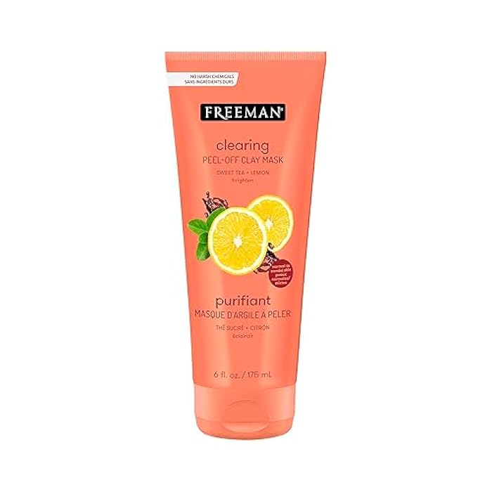 Freeman Clearing Peel-Off Clay Mask, Brightening & Toning Facial Mask, Tea & Lemon Help Even Skin, Antioxidant Rich, Clay Face Mask For Breakouts, Cruelty-Free & Vegan, 6 fl. oz./175 ml Tube, 1 Count - Image 1
