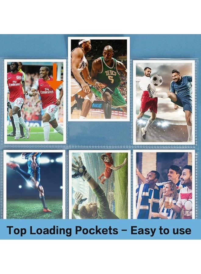HERKKA Trading Card Sleeve Pages, 100 Pack 9 Pocket Album Pages 11 Holes Fit 3 Ring Binder - Image 3