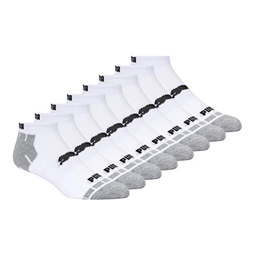 PUMA mens 8 Pack Low Cut Running Socks, White/Grey, 10 13 US - Image 1