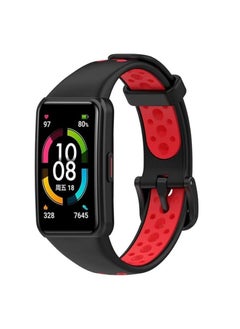 Generic Silicone watch band for huawei honor band 6 (black and red)  - Image 2
