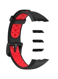 Generic Silicone watch band for huawei honor band 6 (black and red)  - Image 3