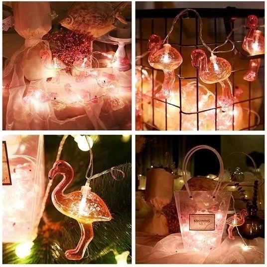 BYR 10LU Battery LED Flamingo Decorative Light Chain Lighting 1.5 mt [ tek]