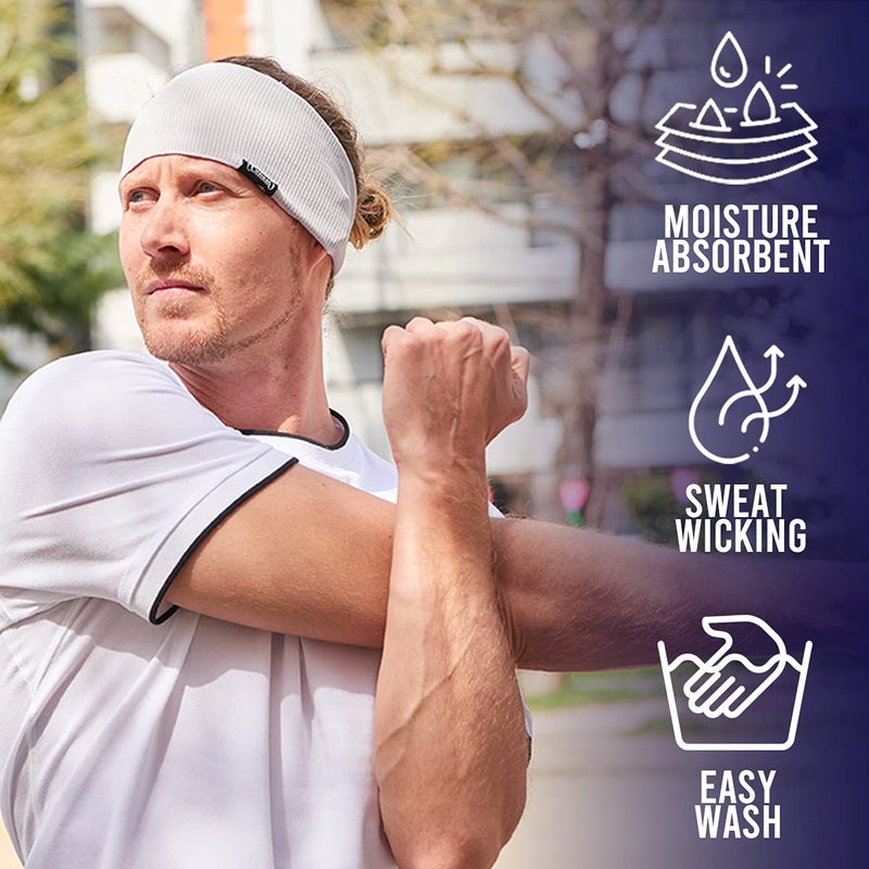 Charm Sports Headbands for Men Moisture Wicking Sweatbands for Women, Lightweight Yoga Hair Bands, Crossfit Or Running Gear, Thin Elastic Workout Head Wraps Black - Image 4