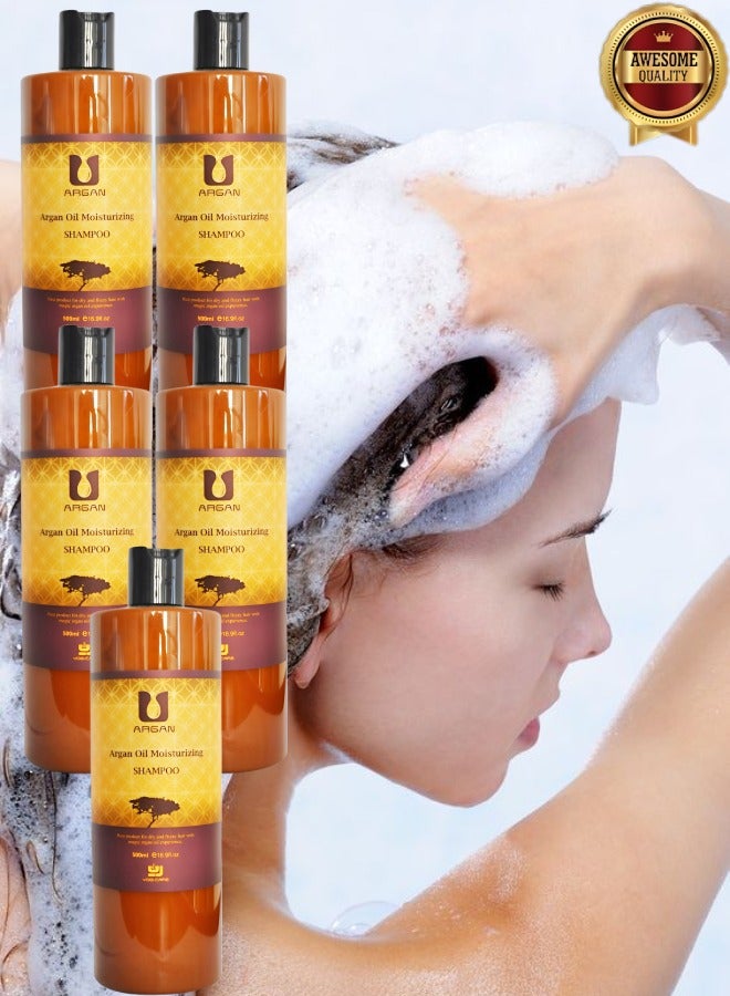 Argan 5 Pieces Argan Oil Moisturizing Shampoo Best Product For Dry And Frizzy Hair 500ml  - Image 1