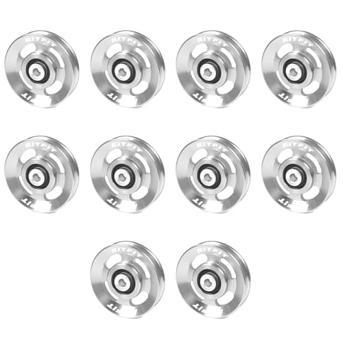RitFit Aluminum Pulley Wheel for Gym Equipment, 2PCS/ 6PCS Set Power Rack Pulley Attachment, 90mm Aluminum Alloy Bearing Gym Pulley Wheel for Home Gym (Silver 10 pcs) - Image 1