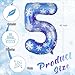Lunmon 40 Inch Blue Snowflake Balloon Number Birthday Balloons Decorations for Girls Birthday Snowflake Themed Party Supplies Winter Party DecorationsNumber 5 - Image 4
