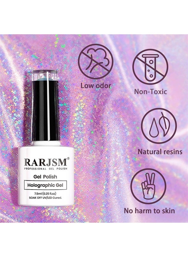 RARJSM Holographic Nail Polish Black Nail Polish Soak Off Nail Gel Collection Nail Lamp Required for Nail Art Design 1 Pack 0.25 Fl.oz RAR72 - Image 2