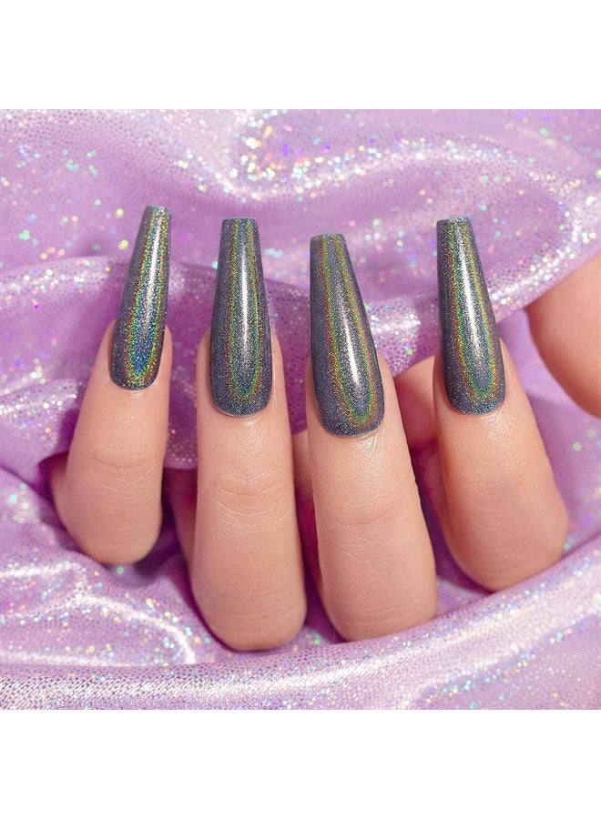 RARJSM Holographic Nail Polish Black Nail Polish Soak Off Nail Gel Collection Nail Lamp Required for Nail Art Design 1 Pack 0.25 Fl.oz RAR72 - Image 3