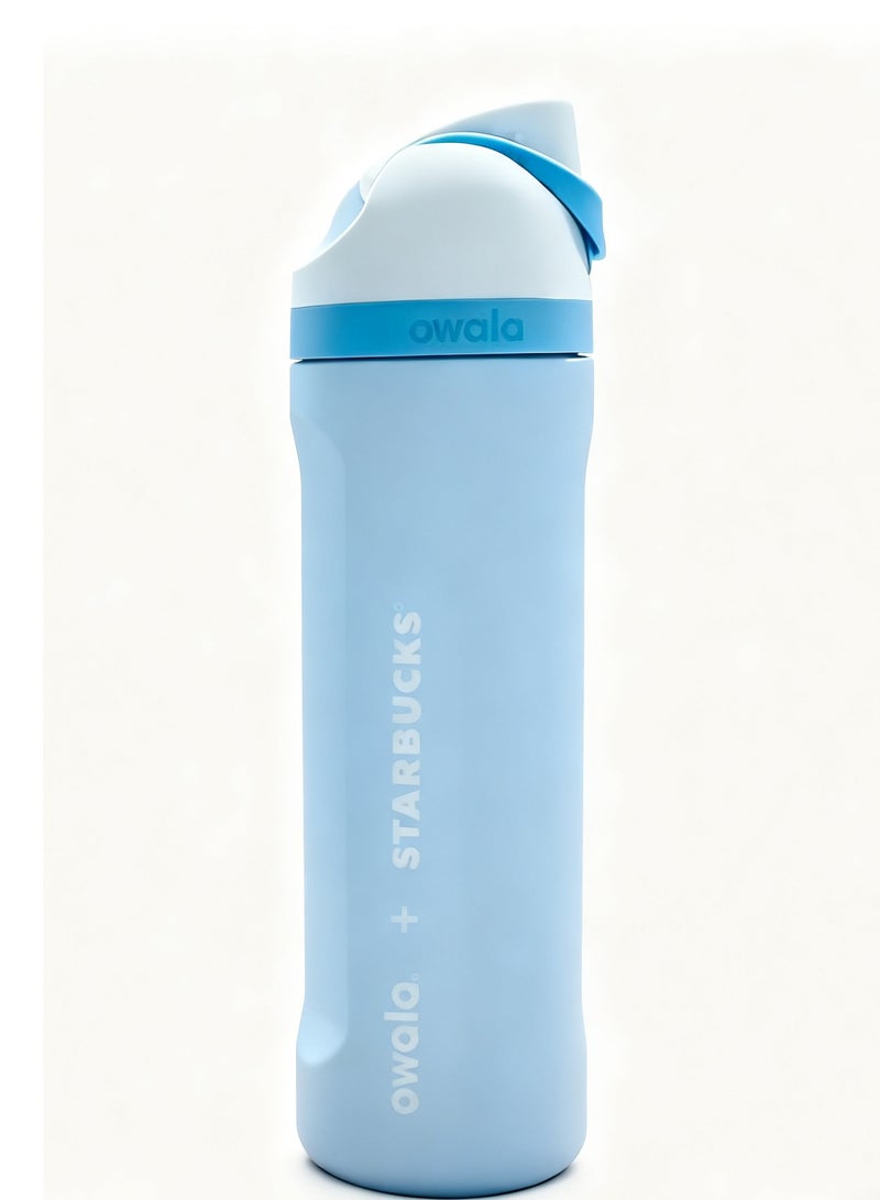 Owala x Starbucks Freesip Insulated Water Bottle - 24hr Cold/12hr Hot, Dual Sip Lid (Blue/White) - Image 1