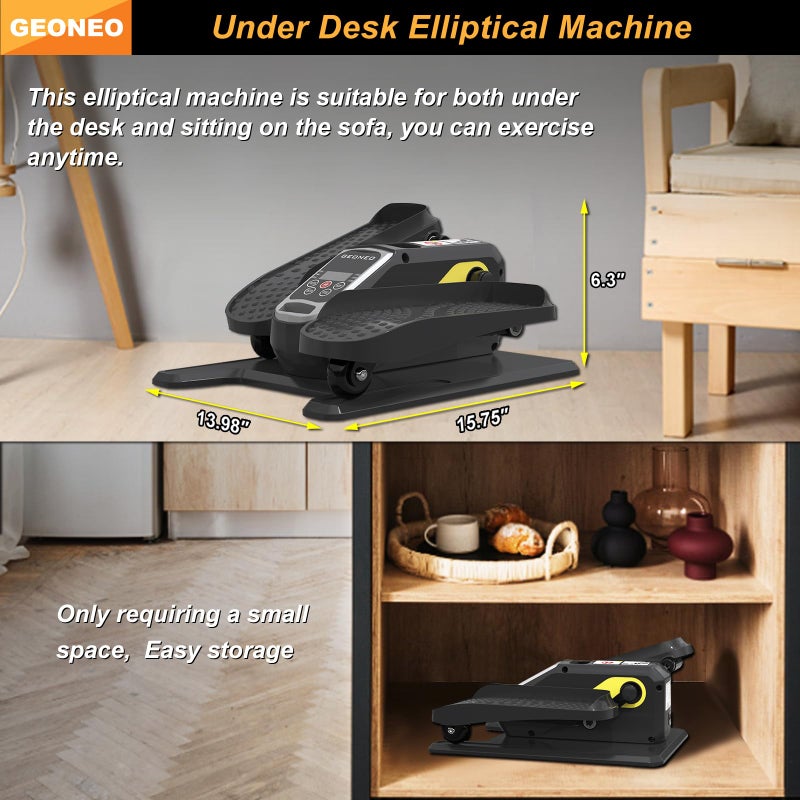 GEONEO Under Desk Elliptical Machine, Electric Elliptical Exerciser for Senior, Quiet & Small Electric Seated Pedal Exerciser for Home with Display Monitor, Remote Control & 12 Adjustable Speeds - Image 2