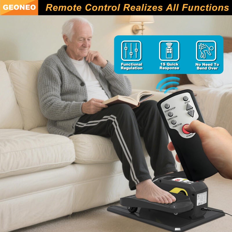 GEONEO Under Desk Elliptical Machine, Electric Elliptical Exerciser for Senior, Quiet & Small Electric Seated Pedal Exerciser for Home with Display Monitor, Remote Control & 12 Adjustable Speeds - Image 5