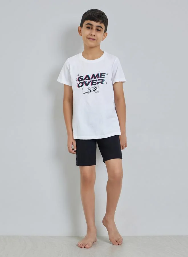 Styli Boys Printed Short Sleeve T-Shirt And Shorts Set