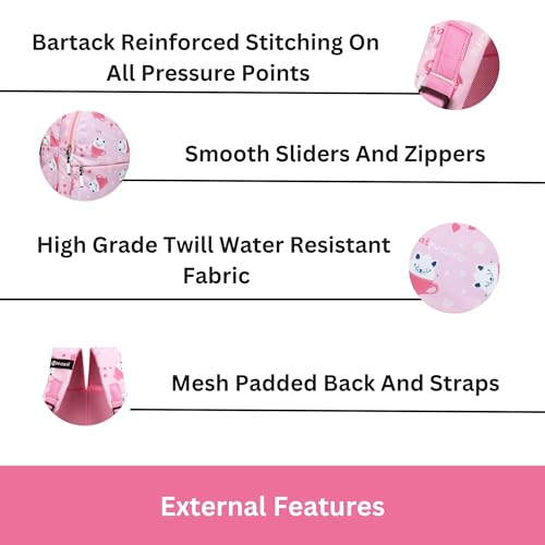HYDER Kids 20L Zippy Catpuccino Backpack Best Stylish Waterproof Lightweight Casual/Picnic/Tuition/School Bag for Children Boys And Girls (Pink) - Image 4