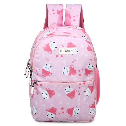 HYDER Kids 20L Zippy Catpuccino Backpack Best Stylish Waterproof Lightweight Casual/Picnic/Tuition/School Bag for Children Boys And Girls (Pink) - Image 1