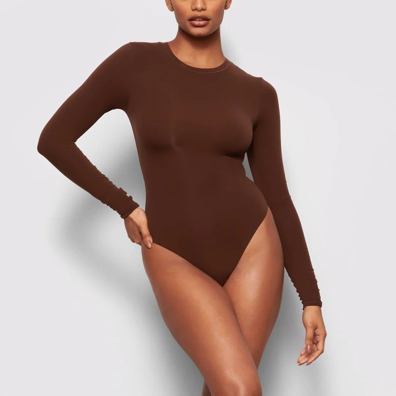 Skims Kardashian Same Style Round-Neck Long-Sleeved Plus Size Abdominal Body Shaping One-Piece Body Shaping - Image 4