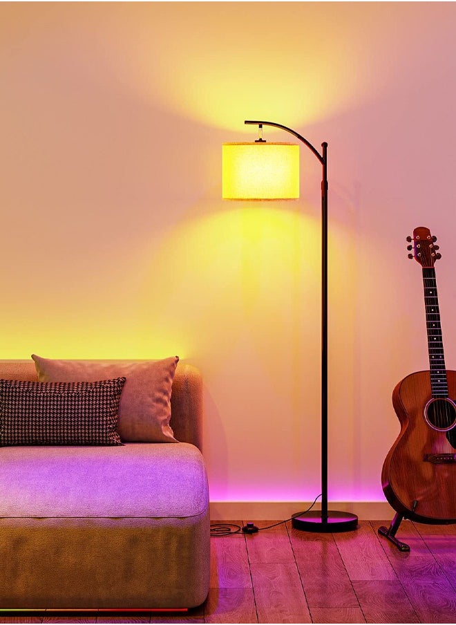 Dimmable LED Floor Lamp, Standing Lamp with Smart APP/Remote Control, Tall Lamp with Hanging Lampshade,  Modern Floor Lamp for Living Room, Bedroom, Office