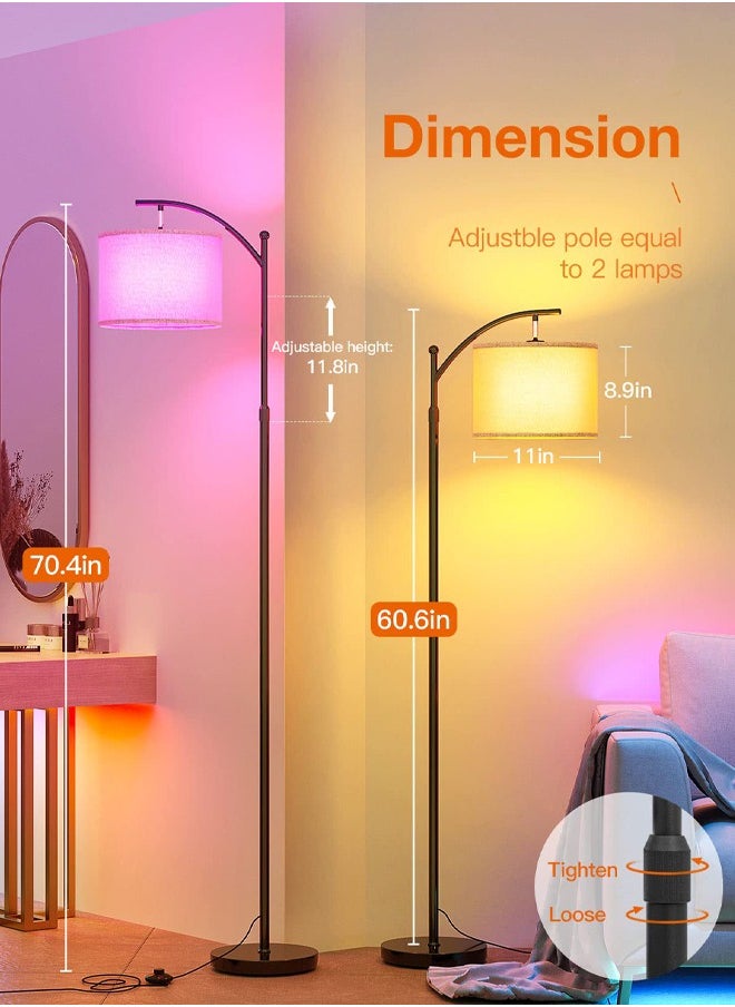 Dimmable LED Floor Lamp, Standing Lamp with Smart APP/Remote Control, Tall Lamp with Hanging Lampshade,  Modern Floor Lamp for Living Room, Bedroom, Office