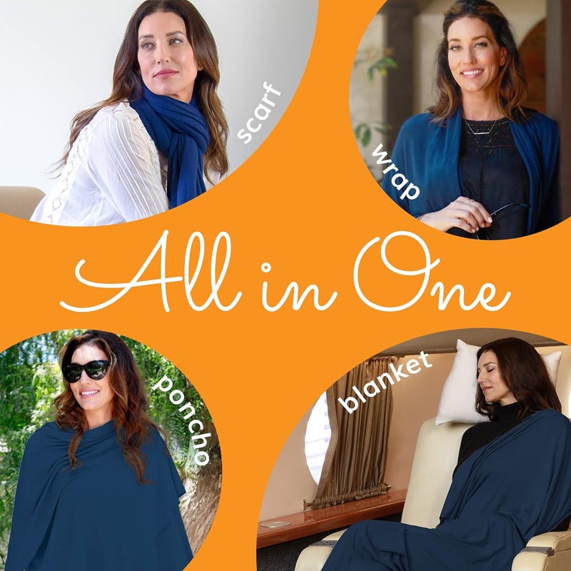 Happyluxe Travel Shawl Wraps for Women - 68x35in Wrap. Lightweight Pashmina, Airplane Travel Blanket Scarf. Made In USA - Image 2