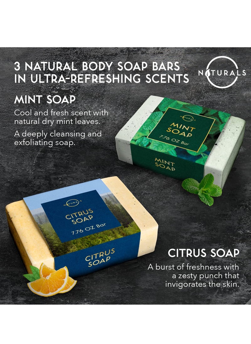 O Naturals O Naturals 3pc Refreshing Mens Soap & Coconut Body Scrub Bundle - Organic & Natural Soap for Men & Women - Citrus,Olive&Mint Exfoliating Coconut Oil Dead Sea Salt Deep-Cleansing Face & Body Scrub  - Image 4