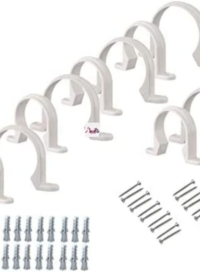 ABBASALI PVC White U Clamps Fastener Hanger Pipe Clamps Clip with Screw and  plug, for Conduit Pipe Fixing Bracket and Support Water Pipe and Gas Pipe – 10 Pcs (1 Inch) - Image 1