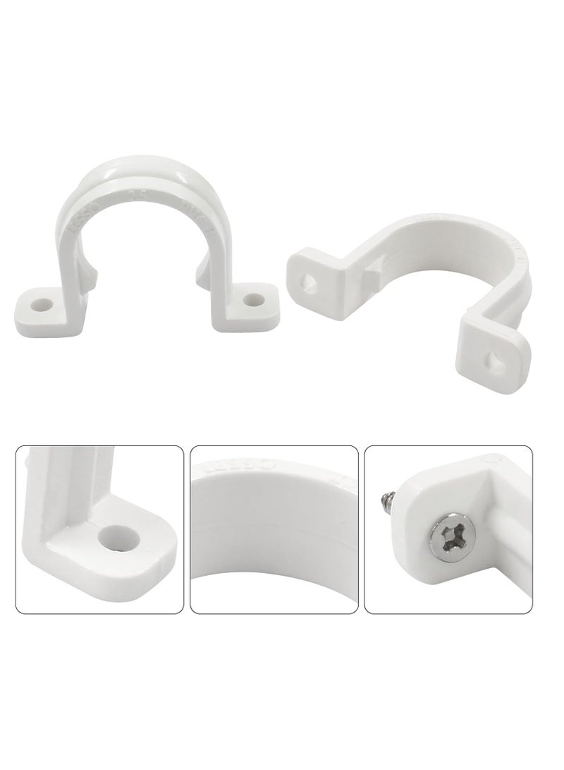 ABBASALI PVC White U Clamps Fastener Hanger Pipe Clamps Clip with Screw and  plug, for Conduit Pipe Fixing Bracket and Support Water Pipe and Gas Pipe – 10 Pcs (1 Inch) - Image 5