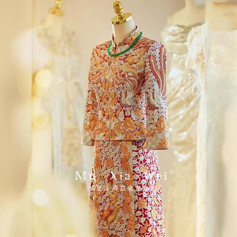 Heavy Industry Gown Emperor Dragon And Phoenix Gown 2023 New Chinese Bridal Gown Slimming Xiuhe Dress Wedding Dress Toast Dress - Image 4