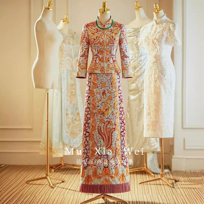 Heavy Industry Gown Emperor Dragon And Phoenix Gown 2023 New Chinese Bridal Gown Slimming Xiuhe Dress Wedding Dress Toast Dress - Image 5