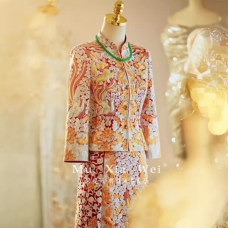 Heavy Industry Gown Emperor Dragon And Phoenix Gown 2023 New Chinese Bridal Gown Slimming Xiuhe Dress Wedding Dress Toast Dress - Image 3