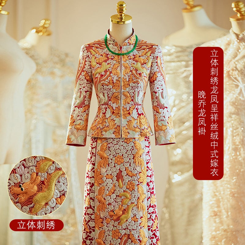 Heavy Industry Gown Emperor Dragon And Phoenix Gown 2023 New Chinese Bridal Gown Slimming Xiuhe Dress Wedding Dress Toast Dress - Image 1