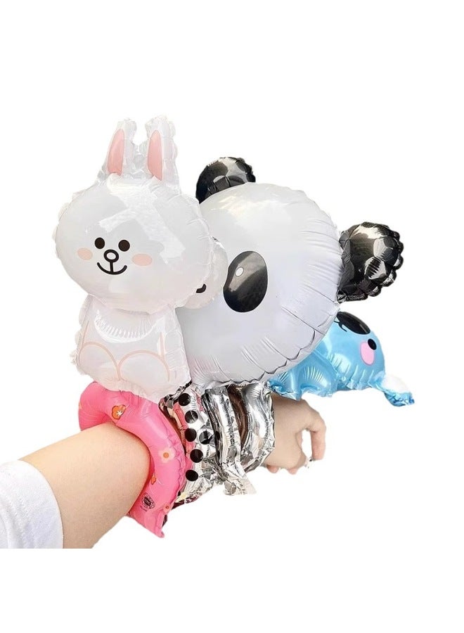 Little Red Book Same Cartoon Wrist Balloon Cute Rabbit Aluminum Film Bracelet Children's Birthday Inflatable Stall Small Goods-Color:Mixed Animal Headband (20 Packs) With Pump  - Image 5