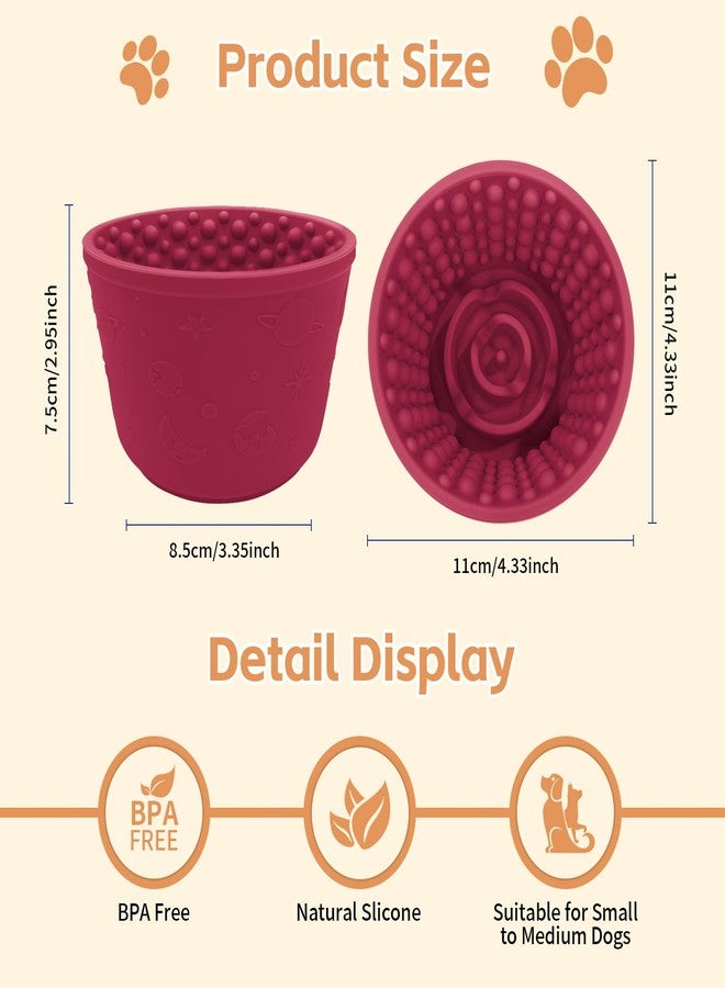 SmartTail Dog Lick Bowl, Anxiety Relief Silicone Slow Feeder Treat Dispenser, Anti-chocking Pet Dish, Non-Slip Licking Bowl Interactive Entertainment Dog Puzzle Toy for Small & Medium-Dark Red - Image 2