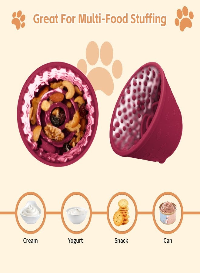 SmartTail Dog Lick Bowl, Anxiety Relief Silicone Slow Feeder Treat Dispenser, Anti-chocking Pet Dish, Non-Slip Licking Bowl Interactive Entertainment Dog Puzzle Toy for Small & Medium-Dark Red - Image 5