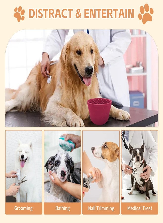 SmartTail Dog Lick Bowl, Anxiety Relief Silicone Slow Feeder Treat Dispenser, Anti-chocking Pet Dish, Non-Slip Licking Bowl Interactive Entertainment Dog Puzzle Toy for Small & Medium-Dark Red - Image 4