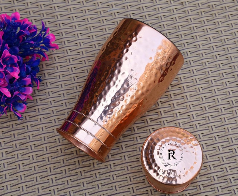 RUSTIC RELICS RUSTIC RELICS Hammered Copper Water Bottle Jar 1L With Inbuit Glass In Lid Antique Hammered Design Kitchen And Bedroom Sugar Water Pot  - Image 5