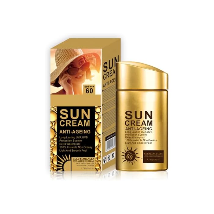 Anti Aging Sunscreen SPF 60 for Face and Body, Sun Screen Protector Walerproof, Non Greasy, Light and Smooth Feel Sunscreen Lotion Moisture Sun Cream, Beach Essentials for Women (SPF 60)