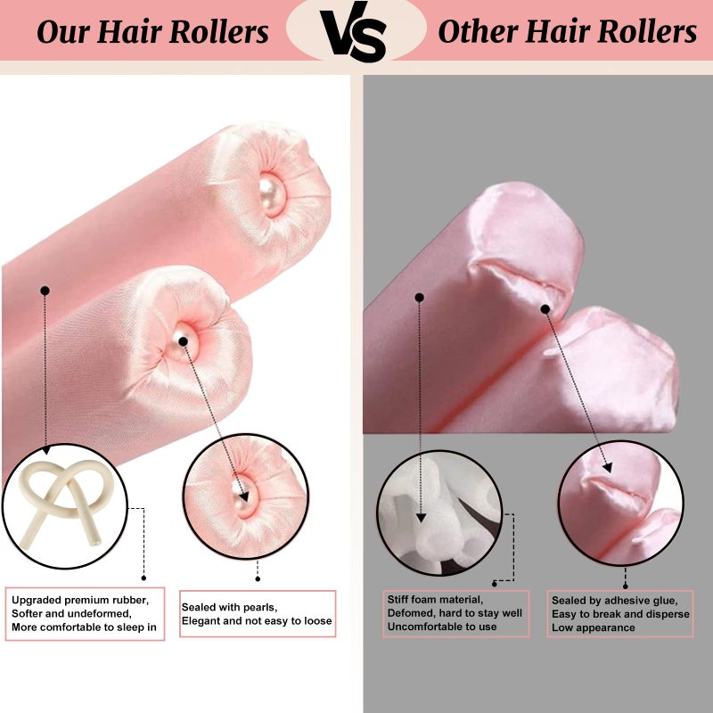 AUITRONCARE Heatless Curling set,Silk Curls Rod Headband,No Heat Rollers to Sleep in Overnight,Satin Hair Curlers for Long and Medium Hair(Pink) - Image 3