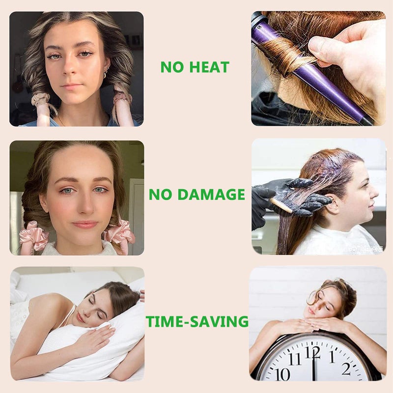 AUITRONCARE Heatless Curling set,Silk Curls Rod Headband,No Heat Rollers to Sleep in Overnight,Satin Hair Curlers for Long and Medium Hair(Pink) - Image 5