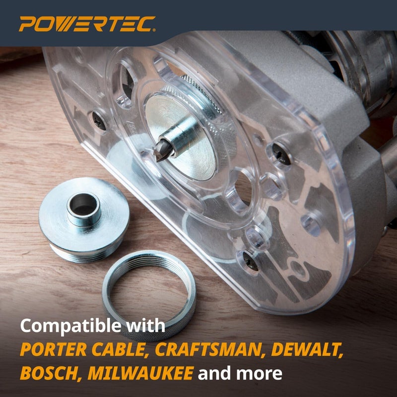 POWERTEC دليل جهاز التوجيه، مجموعة دليل بوشينغ جهاز التوجيه، دليل قالب جهاز التوجيه 10 قطع مع حقيبة تخزين، يناسب قاعدة جهاز التوجيه من نوع بورتر كابل. حجم 5/16" إلى 1" مجموعة إدخال جهاز التوجيه للأعمال الخشبية (71051E) - Image 5