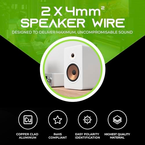 GEARit 12AWG Speaker Wire, Pro Series 12 Gauge Speaker Wire Cable (200 Feet / 60.96 Meters) Great Use for Home Theater Speakers and Car Speakers, White - Image 2