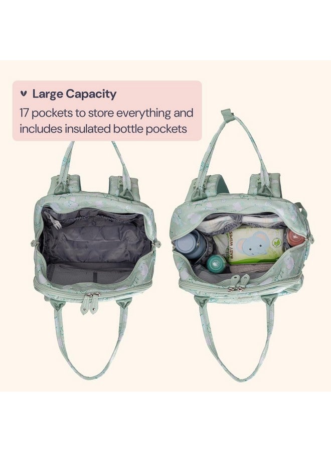 BabbleRoo Diaper Bag Backpack - Baby Essentials, Travel Essentials Baby Bag with Changing Pad, Stroller Straps & Pacifier Case - Unisex, Green Birdy - Image 2