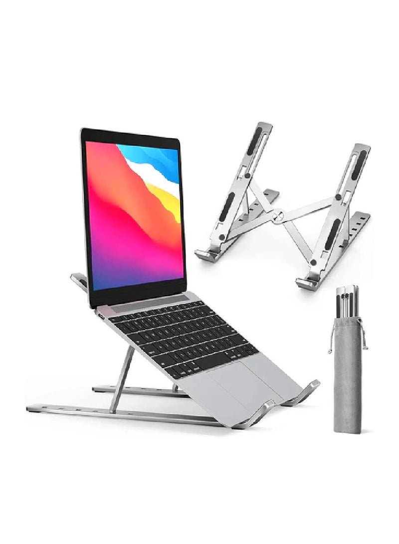 Yuwell Laptop Stand For Desk Aluminum Notebook Stand For Laptop Riser Holder Notebook Stand Compatible with MacBook Air Pro, Dell, HP, Lenovo Samsung, Alienware All Laptops 11-15.6 Foldable Stand Silver - Image 2