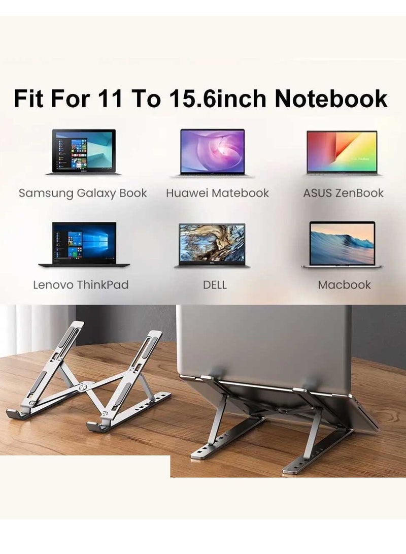 Yuwell Laptop Stand For Desk Aluminum Notebook Stand For Laptop Riser Holder Notebook Stand Compatible with MacBook Air Pro, Dell, HP, Lenovo Samsung, Alienware All Laptops 11-15.6 Foldable Stand Silver - Image 3